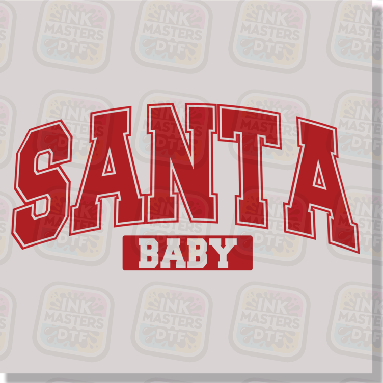 Santa Baby University Text DTF Transfer