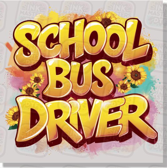 School Bus Driver Graffiti With Flowers DTF Transfer - Ink Masters DTF