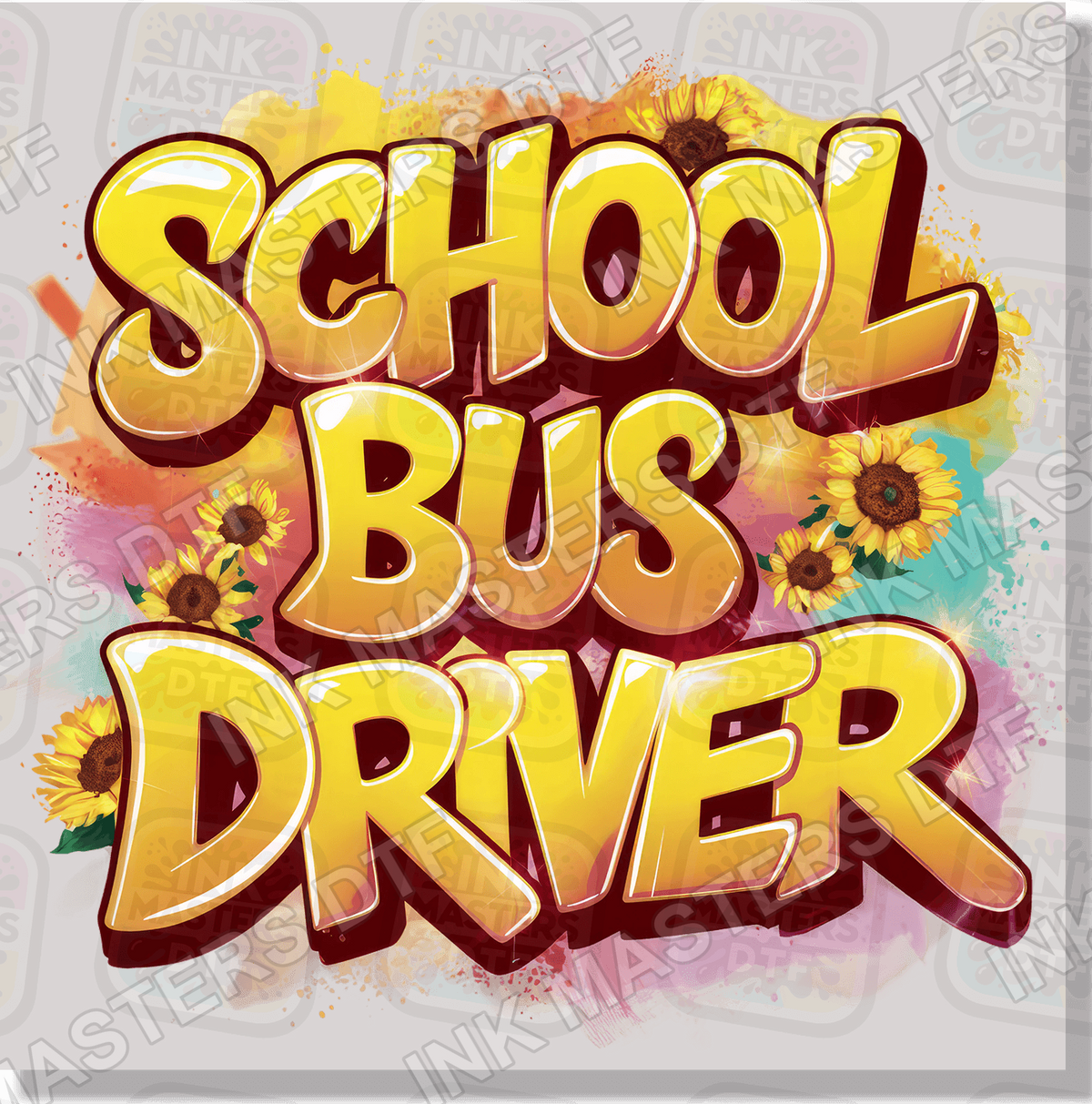 School Bus Driver Graffiti With Flowers DTF Transfer - Ink Masters DTF