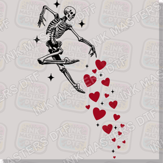 Skeleton Spreading Valentine Hearts DTF Transfer - Ink Masters DTF