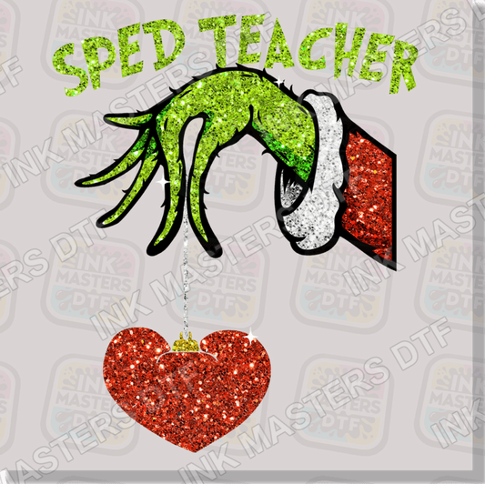 SPED Teacher Green Christmas Monster Holding Ornament DTF Transfer - Ink Masters DTF