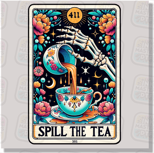 Spill The Tea Tarot Card DTF Transfer - Ink Masters DTF