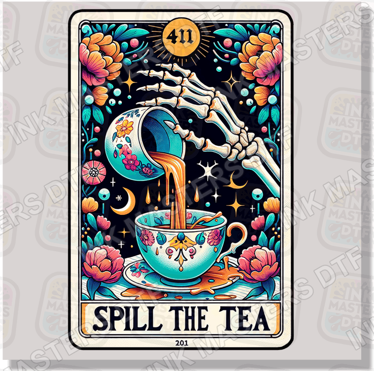 Spill The Tea Tarot Card DTF Transfer - Ink Masters DTF