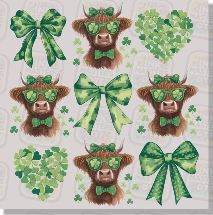 St. Patty's Highland Cow DTF Transfer