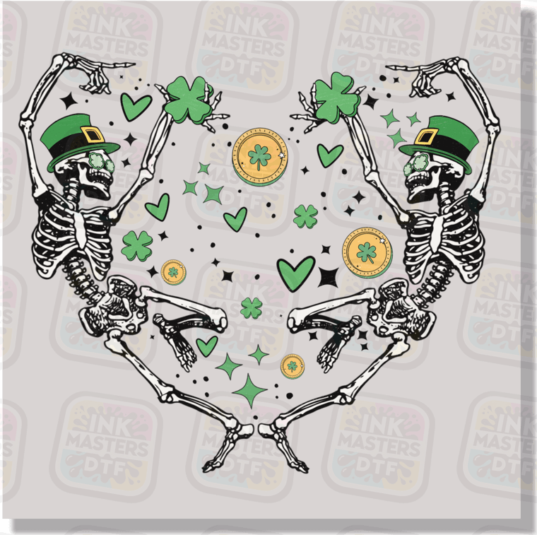 St. Patricks Skeleton Heart DTF Transfer - Ink Masters DTF