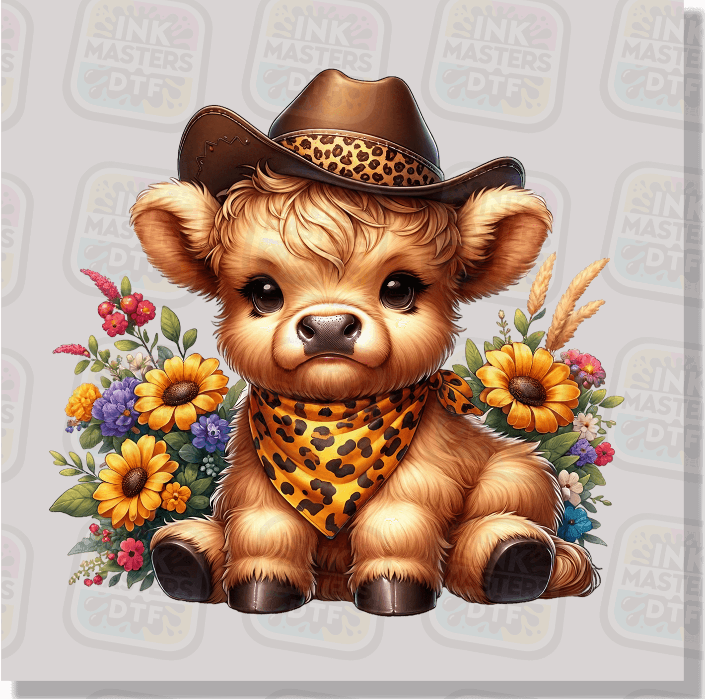 Sunflower Highland Cow DTF Transfer - Ink Masters DTF