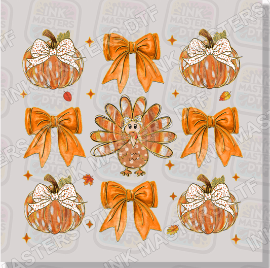 Thanksgiving Turkey And Bows DTF Transfer - Ink Masters DTF
