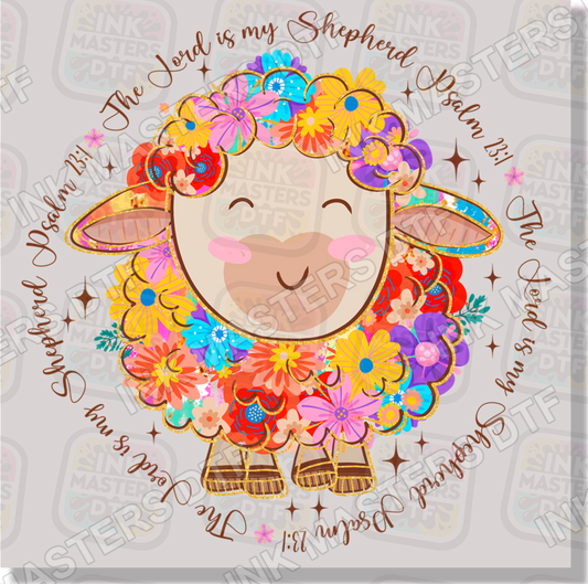 The Lord Is My Shepard Floral Lamb DTF Transfer - Ink Masters DTF