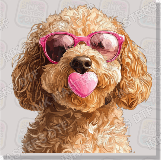 Valentine Golden Doodle Pup DTF Transfer - Ink Masters DTF