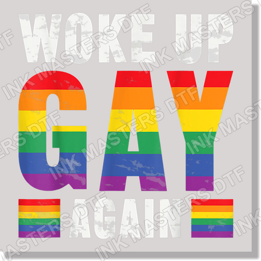 woke up gay again pride awareness and causes  DTF Transfer